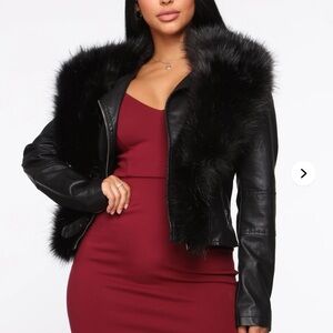 Faux fur leather jacket